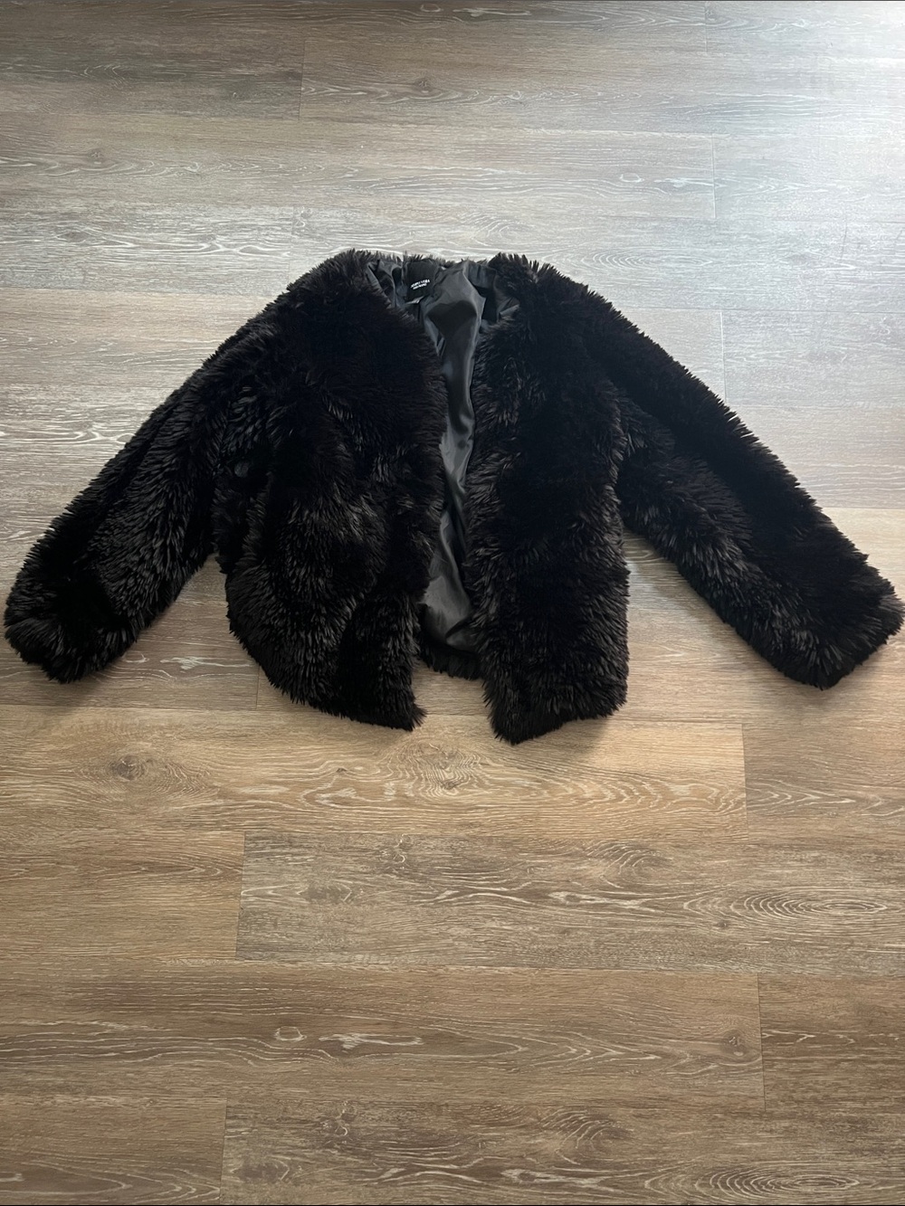Simply Vera Vera Wang Black Faux Fur Teddy Jacket
